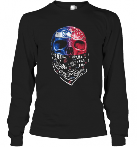 Skull Seattle Seahawks And Washington State Cougars Heart It'S In My Dna T-Shirt Long Sleeved T-shirt 