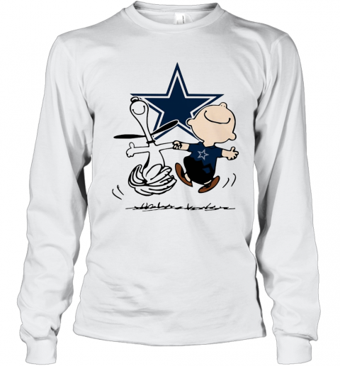 Snoopy And Charlie Brown Dallas Cowboys Football T-Shirt Long Sleeved T-shirt 