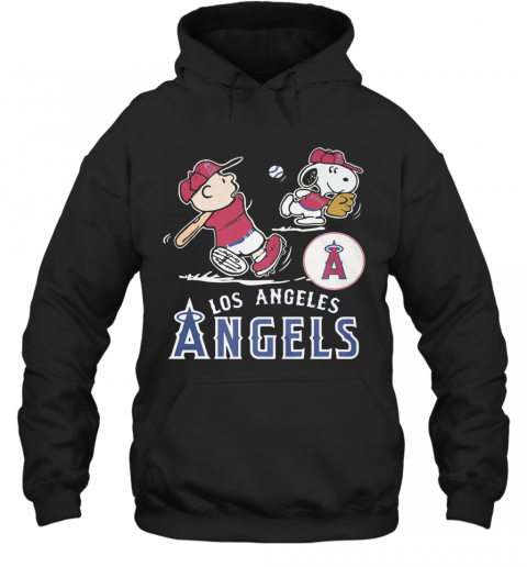Snoopy And Charlie Brown Playing Baseball Los Angeles Angels T-Shirt Unisex Hoodie