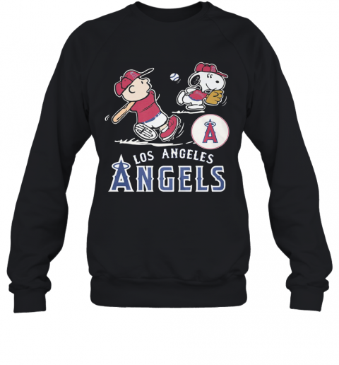 Snoopy And Charlie Brown Playing Baseball Los Angeles Angels T-Shirt Unisex Sweatshirt