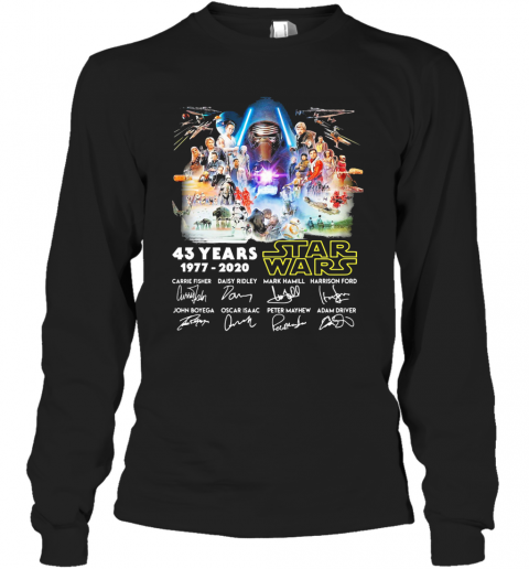 Star Wars 43 Years 1977 2020 Characters Signatures T-Shirt Long Sleeved T-shirt 