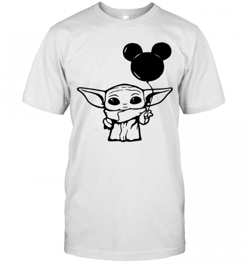 Star Wars Baby Yoda Holding Balloon Mickey Mouse T-Shirt