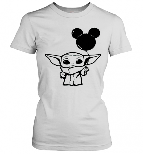 Download Star Wars Baby Yoda Holding Balloon Mickey Mouse T-Shirt