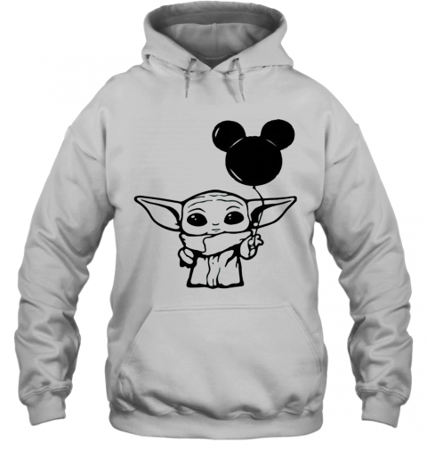 Star Wars Baby Yoda Holding Balloon Mickey Mouse T-Shirt Unisex Hoodie