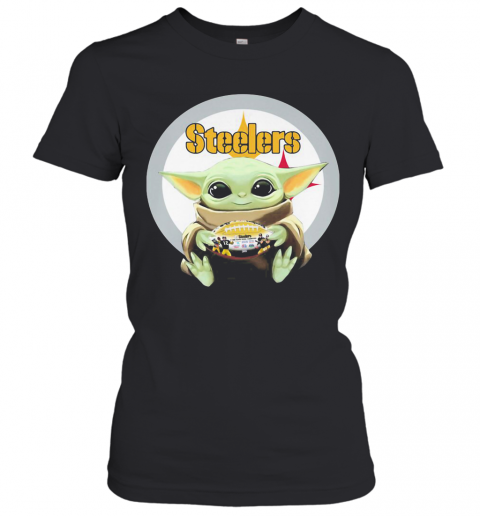 Star Wars Baby Yoda Hug Pittsburgh Steelers Football Logo T-Shirt Classic Women's T-shirt
