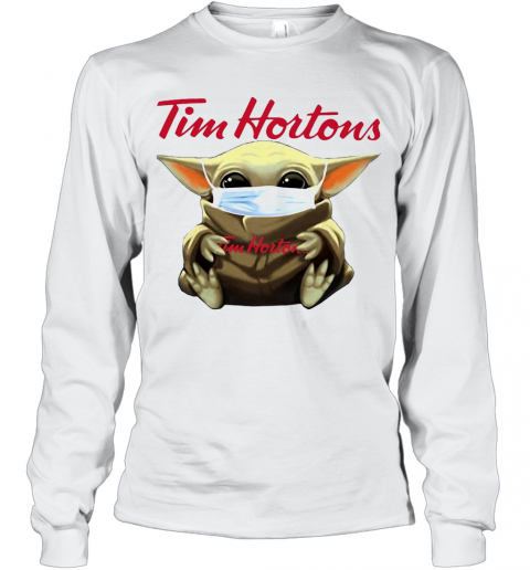 Star Wars Baby Yoda Hug Tim Hortons Mask Covid 19 T-Shirt Long Sleeved T-shirt 