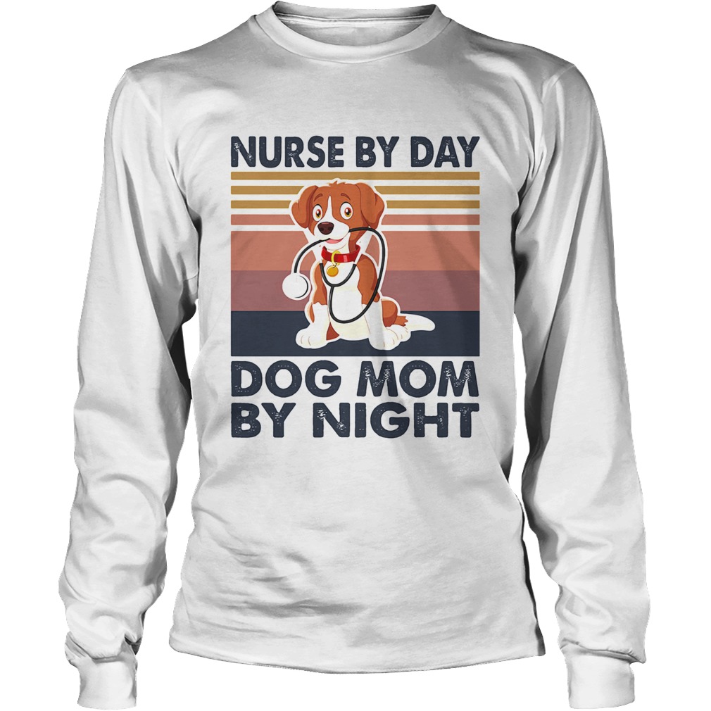 Stethoscope nurse by day dog mom by night vintage Long Sleeve
