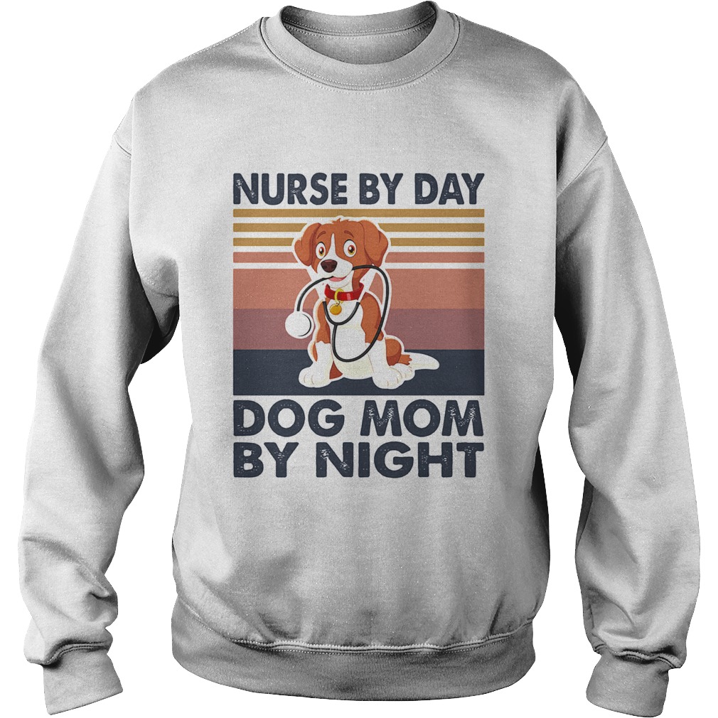 Stethoscope nurse by day dog mom by night vintage Sweatshirt