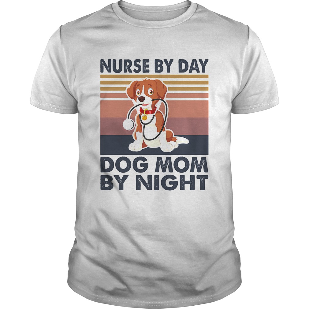 Stethoscope nurse by day dog mom by night vintage shirt