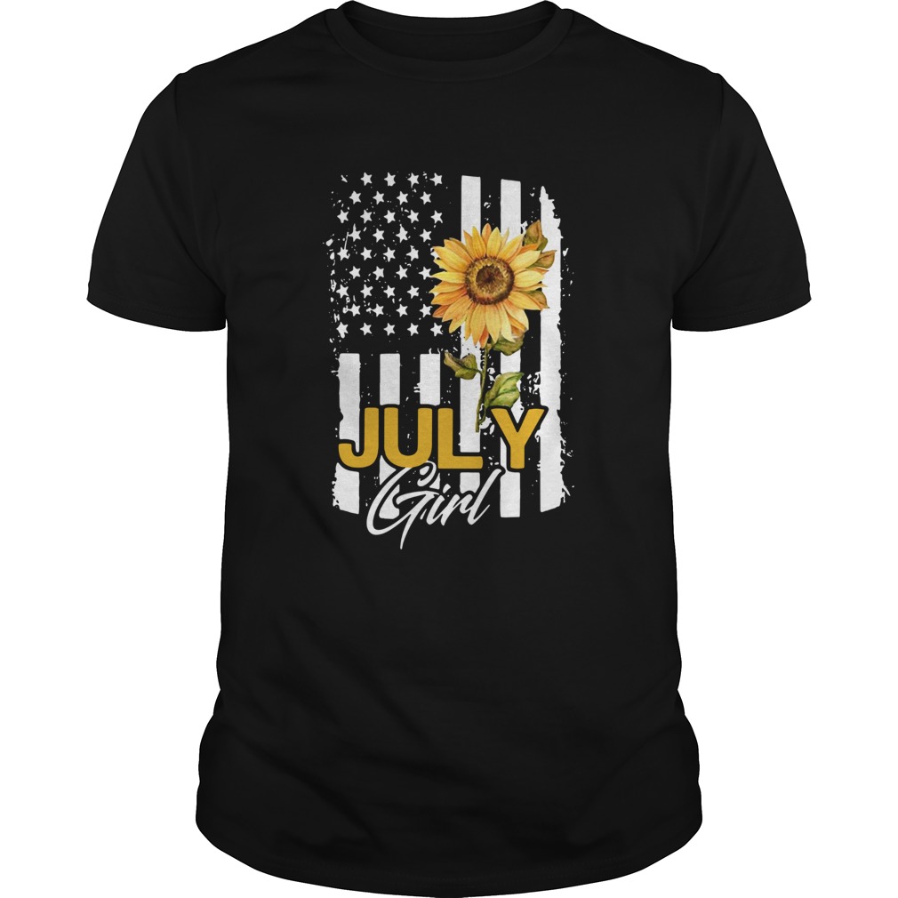 Sunflowers American Flag July Girl shirt