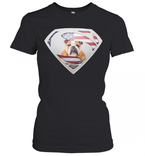 Super Bulldog American Flag Veteran Independence Day T-Shirt Classic Women's T-shirt