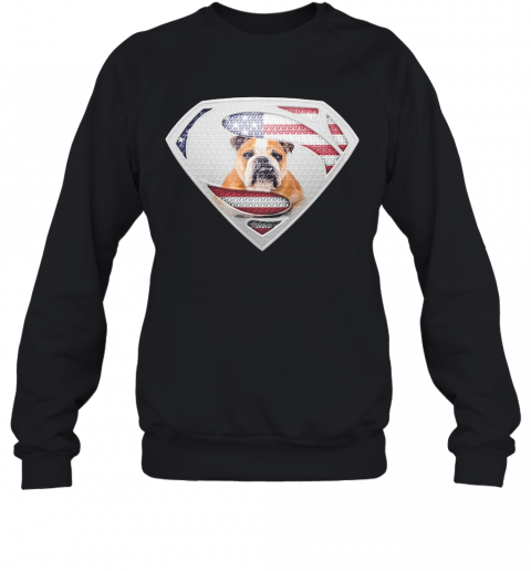 Super Bulldog American Flag Veteran Independence Day T-Shirt Unisex Sweatshirt