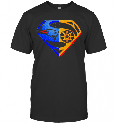 Superhero New England Patriots And Boston Bruins Diamond American Flag Independence Day T-Shirt