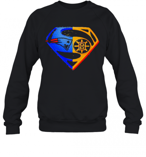 Superhero New England Patriots And Boston Bruins Diamond American Flag Independence Day T-Shirt Unisex Sweatshirt