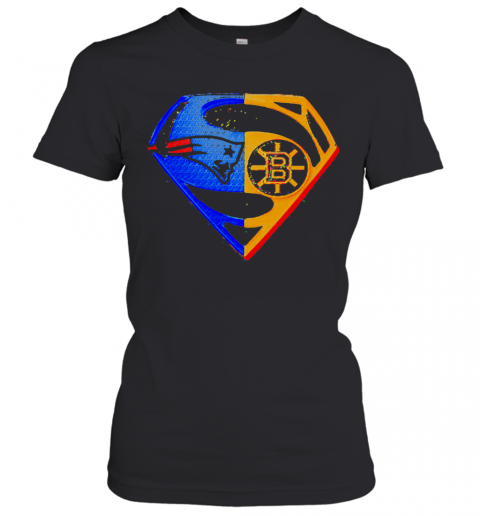 Superhero New England Patriots And Boston Bruins Diamond T-Shirt Classic Women's T-shirt