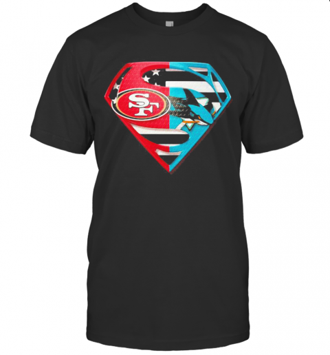 Superhero San Francisco 49Ers And San Jose Shark Diamond American Flag Independence Day T-Shirt
