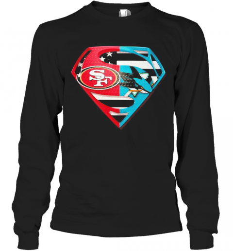 Superhero San Francisco 49Ers And San Jose Shark Diamond American Flag Independence Day T-Shirt Long Sleeved T-shirt 