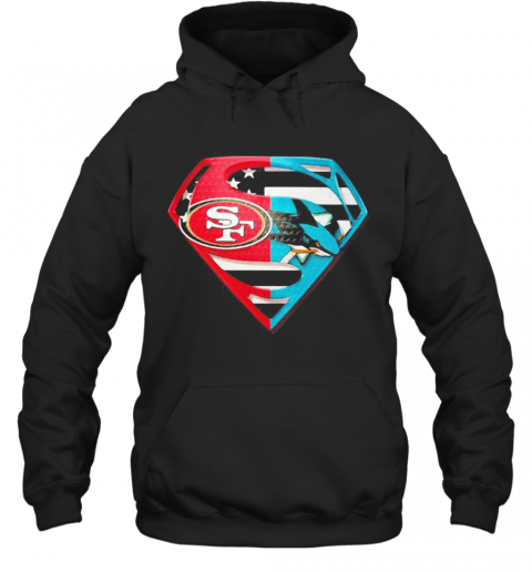 Superhero San Francisco 49Ers And San Jose Shark Diamond American Flag Independence Day T-Shirt Unisex Hoodie