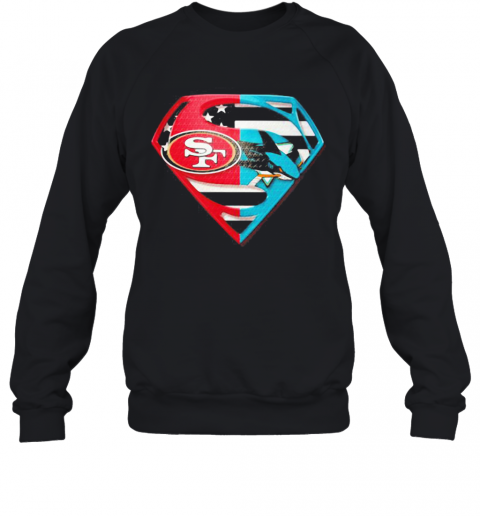 Superhero San Francisco 49Ers And San Jose Shark Diamond American Flag Independence Day T-Shirt Unisex Sweatshirt