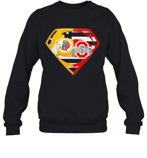 Superhero Washington Redskins And Ohio State Buckeyes Diamond American Flag T-Shirt Unisex Sweatshirt