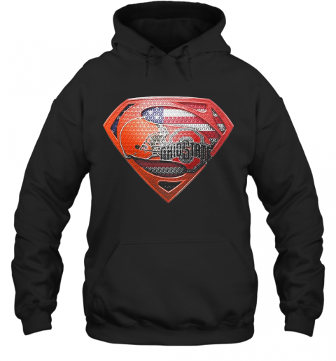 Superman Cleveland Browns And Cleveland Indians American Flag Independence Day T-Shirt Unisex Hoodie