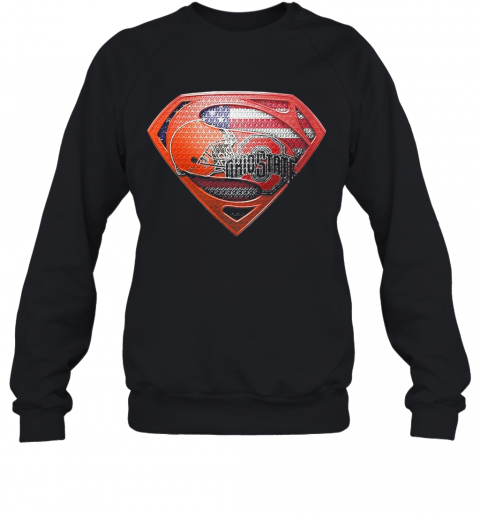 Superman Cleveland Browns And Cleveland Indians American Flag Independence Day T-Shirt Unisex Sweatshirt