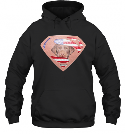 Superman Labrador Retriever American Flag Independence Day T-Shirt Unisex Hoodie