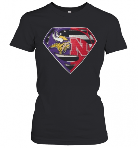 Superman New Minnesota Vikings And Nebraska Cornhuskers T-Shirt Classic Women's T-shirt