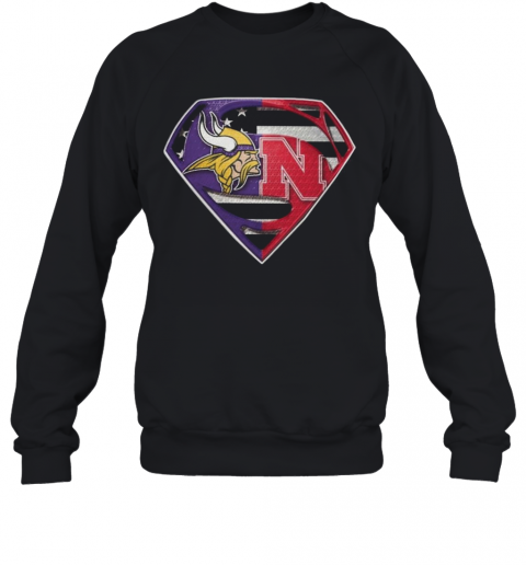 Superman New Minnesota Vikings And Nebraska Cornhuskers T-Shirt Unisex Sweatshirt