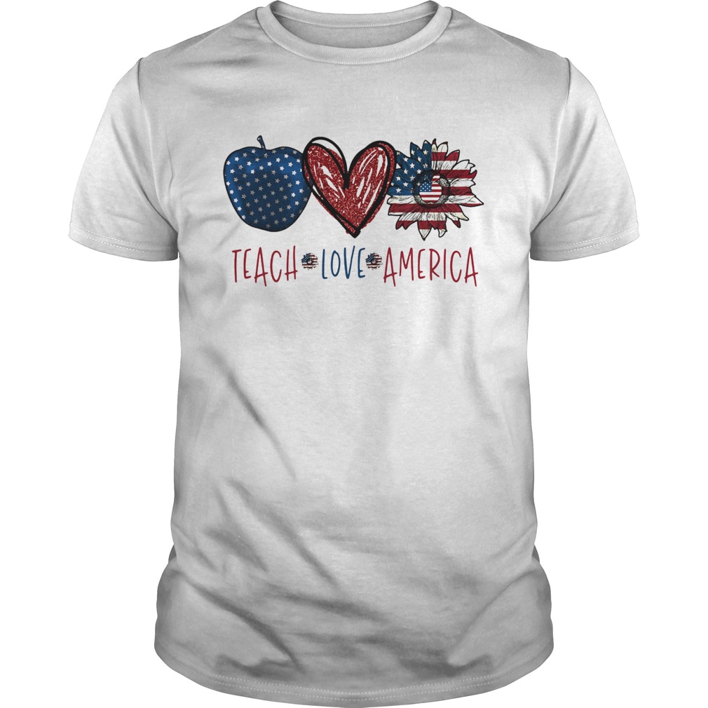 Teach love America sunflower cross American flag veteran Independence Day shirt