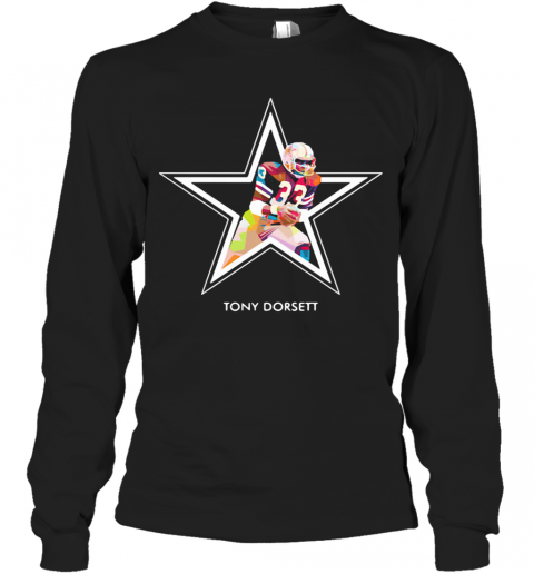 Tony Dorsett 33 Dallas Cowboys Football Art T-Shirt Long Sleeved T-shirt 