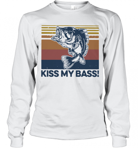 Vintage Fish Kiss My Bass T-Shirt Long Sleeved T-shirt 