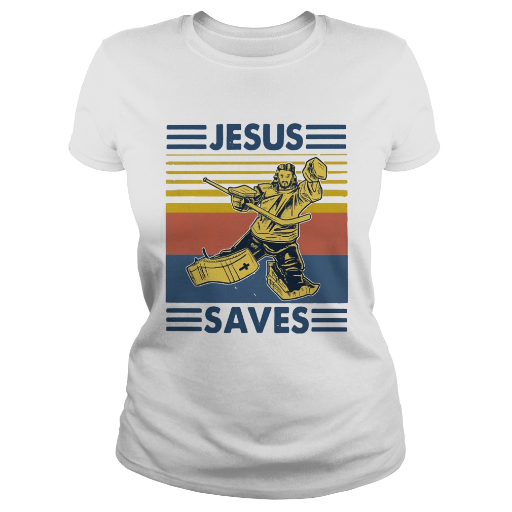Vintage Hockey Jesus Save Classic Ladies