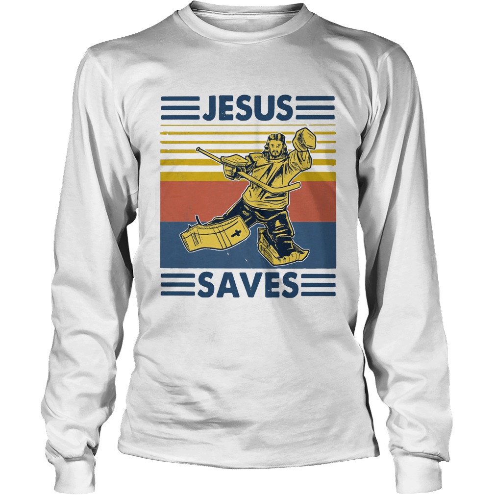 Vintage Hockey Jesus Save Long Sleeve