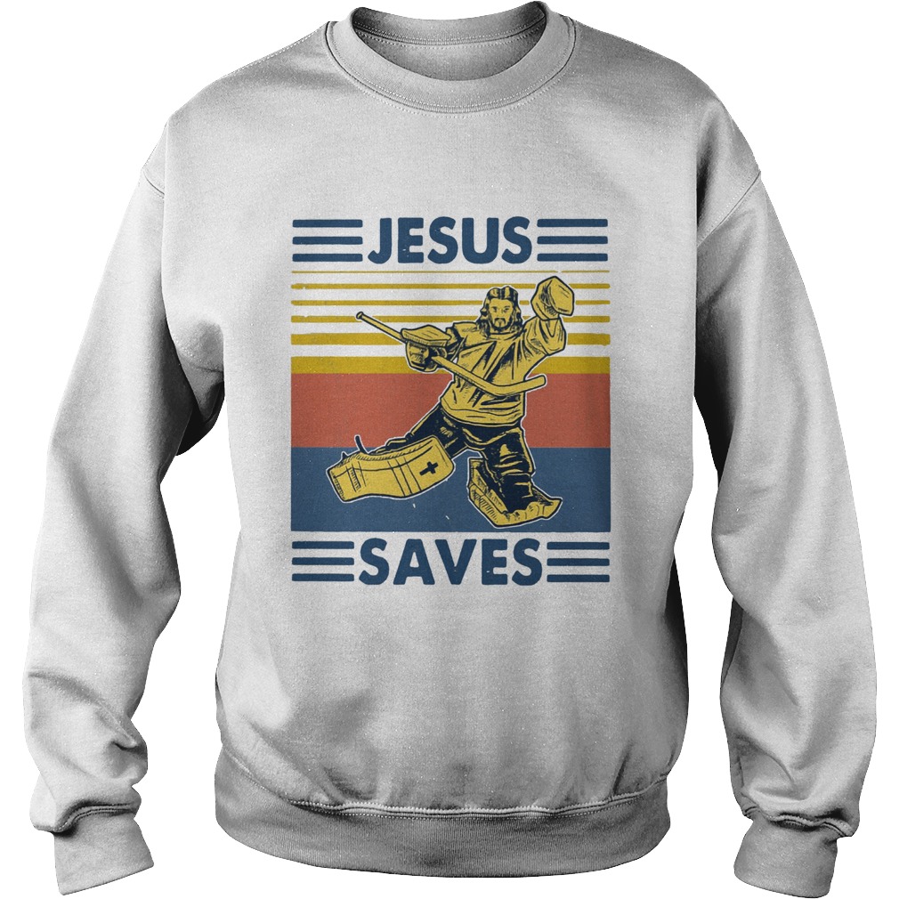 Vintage Hockey Jesus Save Sweatshirt