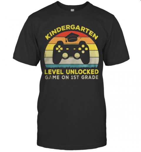 Vintage Kindergarten Level Unlocked Game On 1St Grade T-Shirt