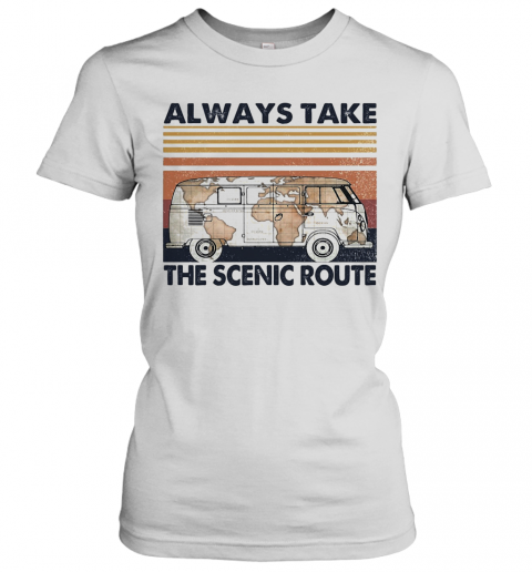 Volkswagen Van Map Always Take The Scenic Route Vintage T-Shirt Classic Women's T-shirt