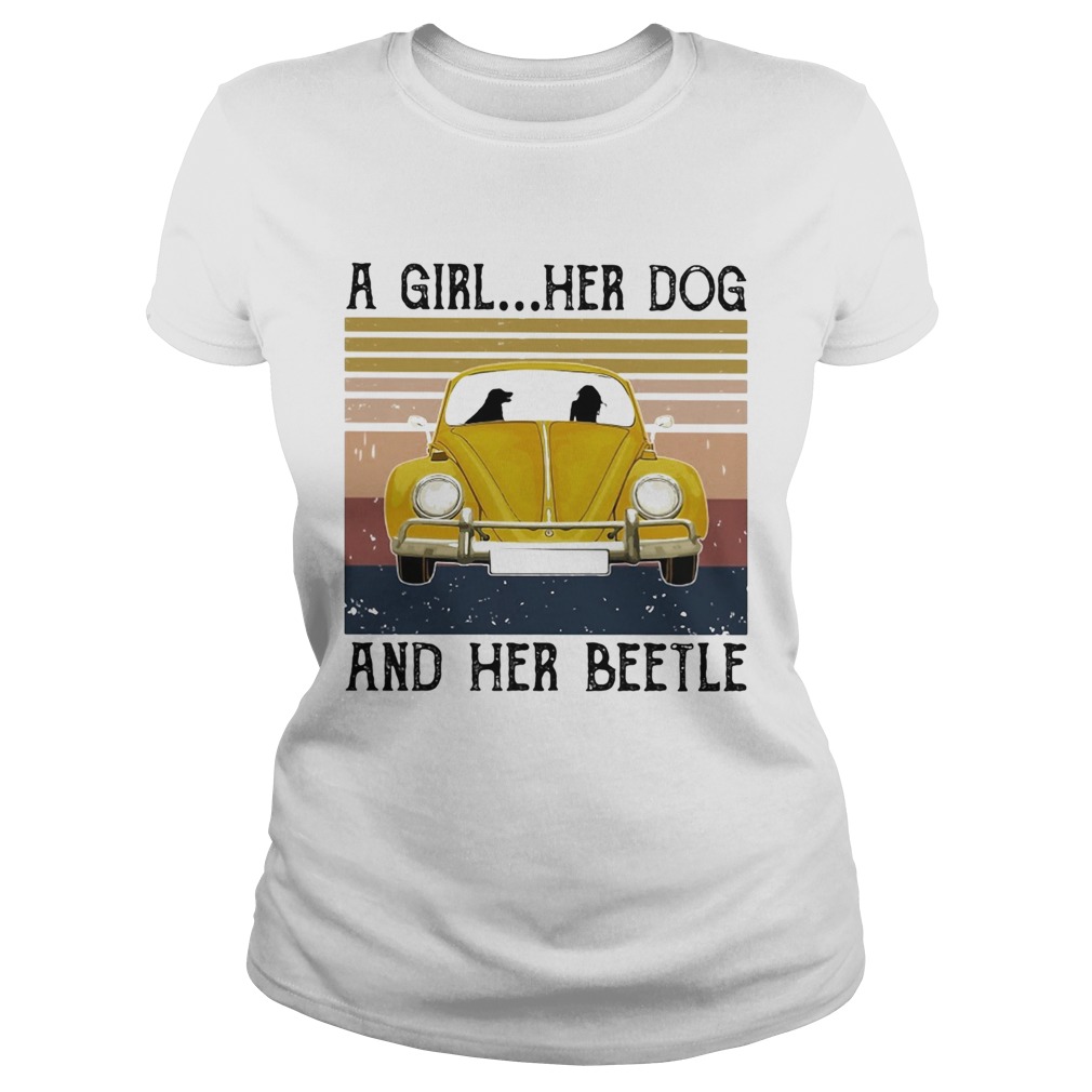Volkswagen beetle a girl her dog and her beetle vintage Classic Ladies