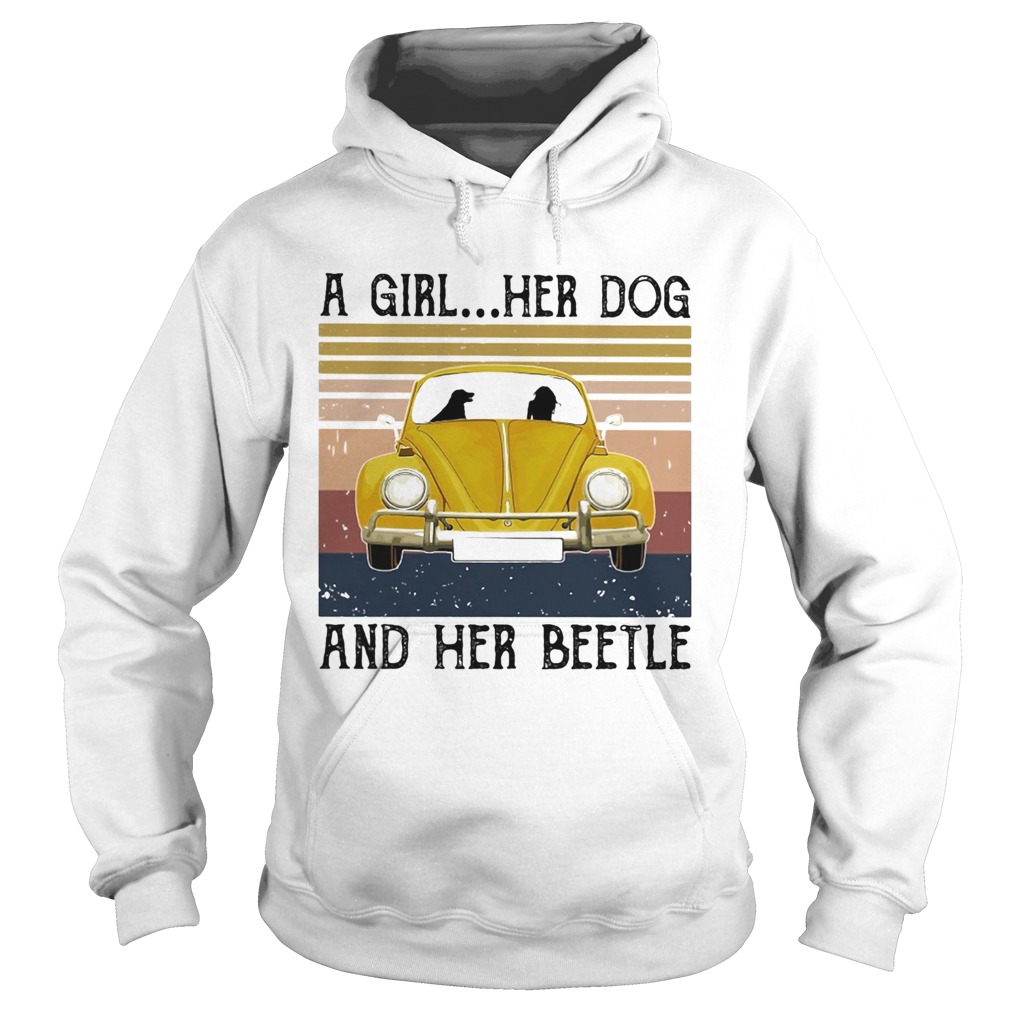 Volkswagen beetle a girl her dog and her beetle vintage Hoodie