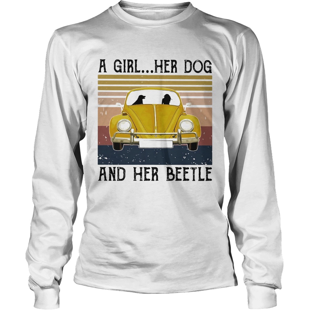 Volkswagen beetle a girl her dog and her beetle vintage Long Sleeve