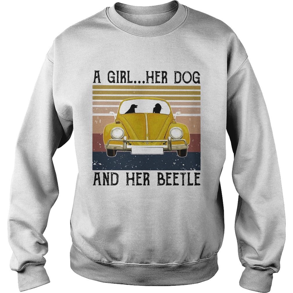 Volkswagen beetle a girl her dog and her beetle vintage Sweatshirt