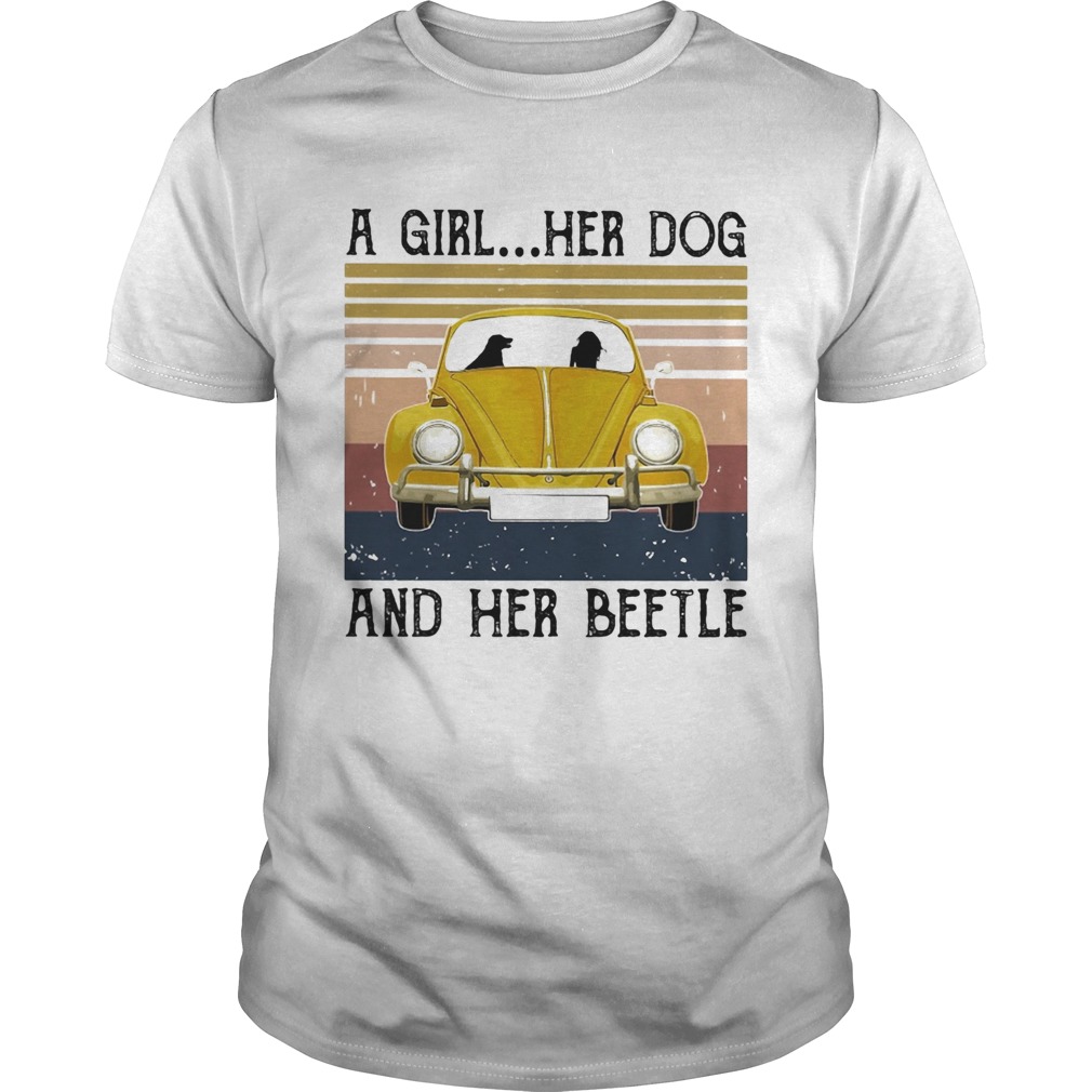 Volkswagen beetle a girl her dog and her beetle vintage shirt