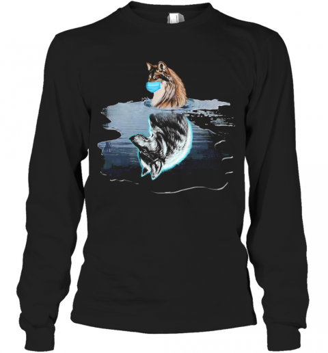 Wolf Reflection In The Water Mask Covid 19 T-Shirt Long Sleeved T-shirt 