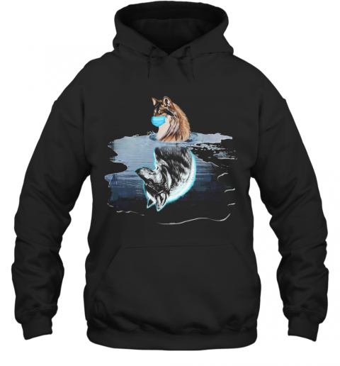 Wolf Reflection In The Water Mask Covid 19 T-Shirt Unisex Hoodie
