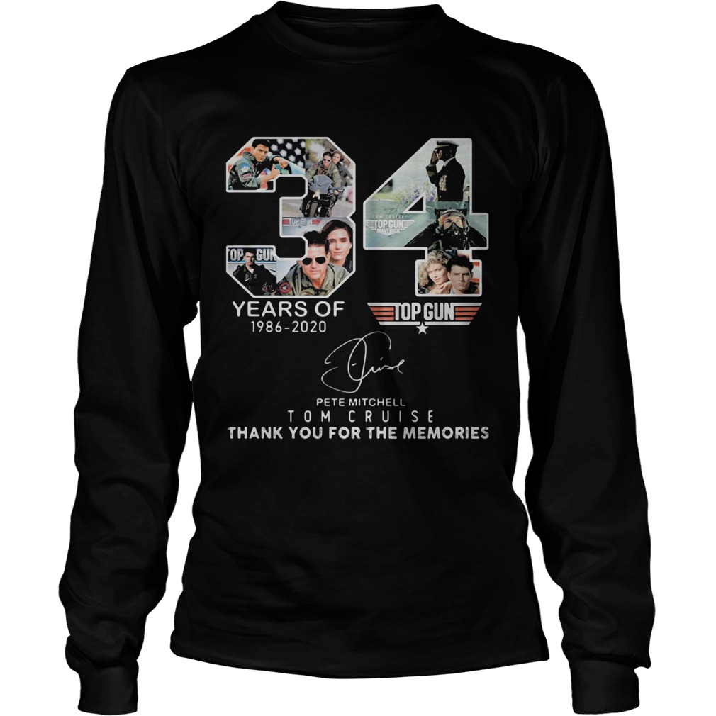 34 years of 1986 2020 top gun pete mitchell tom cruise thank you for the memories signature Long Sleeve