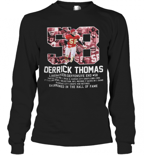 58 Derrick Thomas Kansas City Football Linebacker Jersey T-Shirt Long Sleeved T-shirt 
