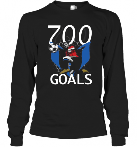 700 Goals Messi Silhouette T-Shirt Long Sleeved T-shirt 