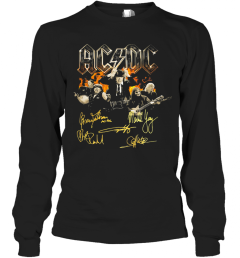Acdc Band Members Signatures T-Shirt Long Sleeved T-shirt 