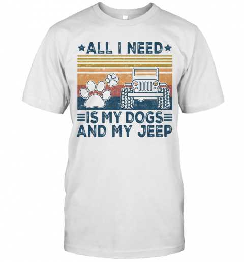 All I Need Is My Paw Dogs And My Jeep Vintage Retro Stars T-Shirt