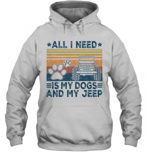 All I Need Is My Paw Dogs And My Jeep Vintage Retro Stars T-Shirt Unisex Hoodie